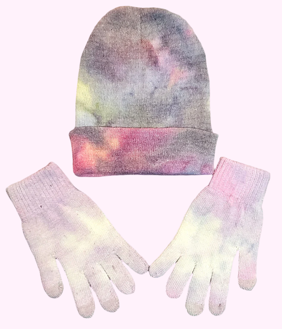 Friday Night Chiefs Lights Tie-Dye Beanie and Glove Set