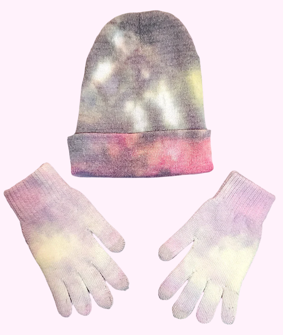 Friday Night Chiefs Lights Tie-Dye Beanie and Glove Set